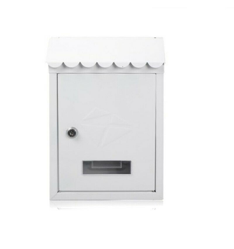  XBSLJ Buzón de correos de pared con cerradura para  almacenamiento de correo, caja exterior de acero galvanizado (color:  blanco) : Todo lo demás